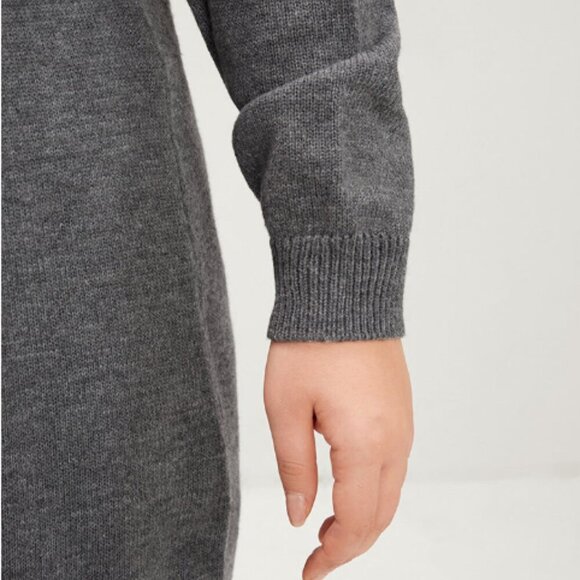 BloomChic Colorblock Contrast Pointelle Knit Round Neck Mid Long Knit Top - Picture 7 of 7